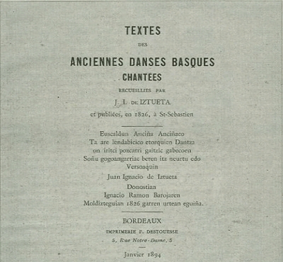TEXTES DES ANCIENNES DANSES BASQUES CHANTEES